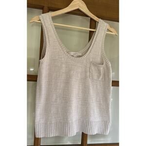 Loft Knit Sleeveless Sweater Vest Top Oatmeal Pocket Scoop Neck Cozy Women’s XS